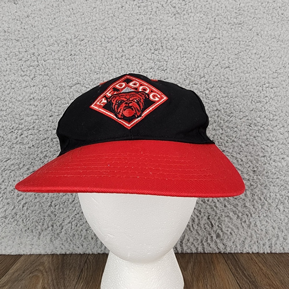 Vintage Red Dog Beer Snapback Hat Black Red Mo' Money Assoc Bulldog‎ Logo Cap